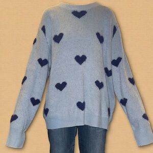 Cozy Blue Heart Sweater